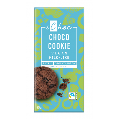 Czekolada Kakaowa z Kawałkami Ciastek Kakaowych BIO 80g Ichoc - 4044889004601.jpg