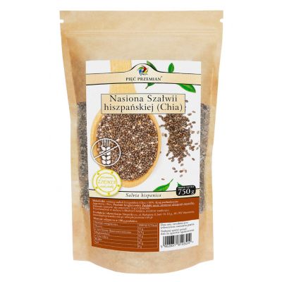 Chia nasiona szałwi hiszpańskiej 750g Pięć Przemian  - 5902837810324.jpg