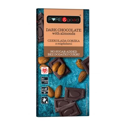 Czekolada gorzka z migdałami bez dodatku cukru 75g Pure&Good - 5903111903381.jpg