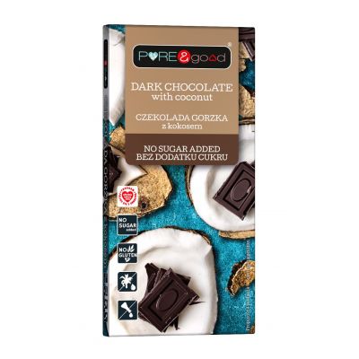 Czekolada gorzka z kokosem bez dodatku cukru 75g Pure&Good - 5903111903398.jpg