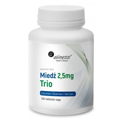 Miedź trio 2,5 mg x 100 vege tabletek Aliness  - 5903242580598.jpg