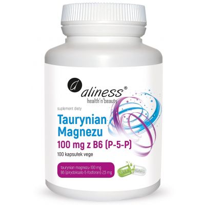 Taurynian Magnezu 100mg z B6 (P-5-P x100vege caps. Aliness - 5903242580642.jpg