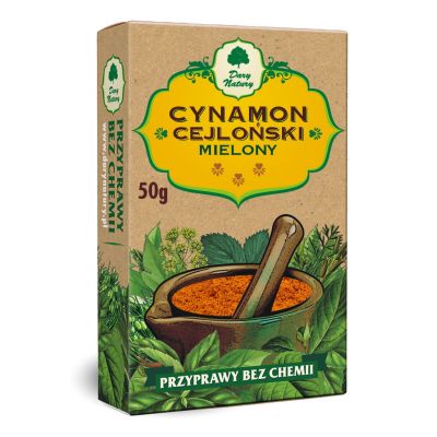 Cynamon Cejloński Mielony bez glutenu 50g Dary Natury - 5903246867558.jpg