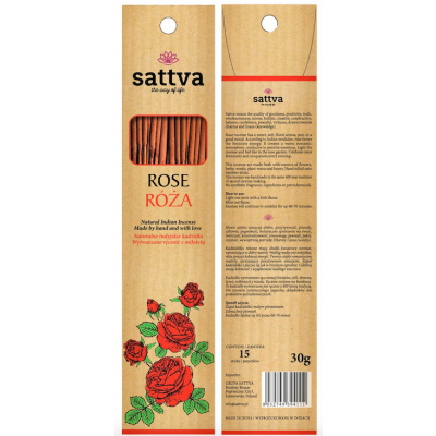 Kadzidło Róża 30g 15szt Sattva - 5903794180253.jpg