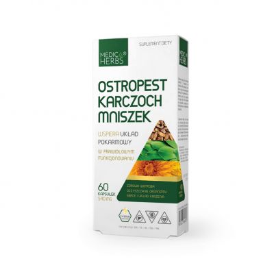 Ostropest Karczoch Mniszek 60 kaps. Medica Herbs - 5907622656491.jpg