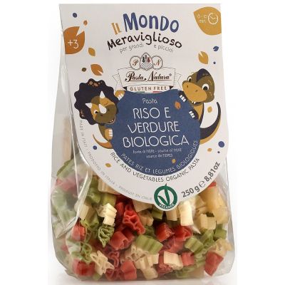 Makaron (Ryżowy Trójkolorowy) Dla Dzieci Dinozaury Bezglutenowy BIO 250g Pasta Natura - 8050534149456.jpg