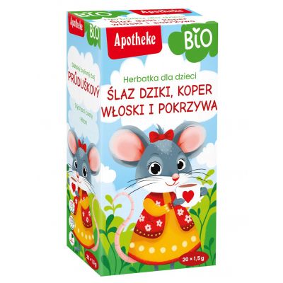 Herbatka Dla Dzieci Ślaz Dziki, Koper Włoski i Pokrzywa BIO (20x1,5g) 30g Apotheke - 8595178218736.jpg