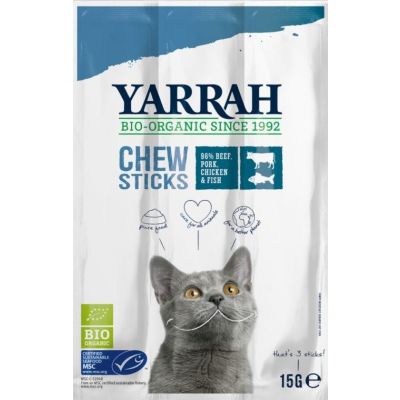 Dla Kota Przysmak - Pałeczki z Wołowiną i Rybą BIO (3x5g) 15g Yarrah - 8714265973574.jpg